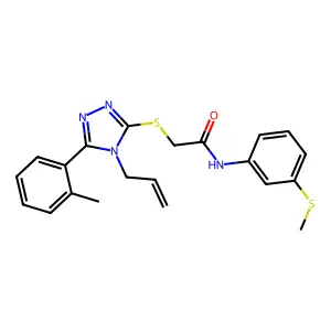 2-[[5-(2-methylphenyl)-4-prop-2-enyl-1,2,4-triazol-3-yl]sulfanyl]-N-(3-methylsulfanylphenyl)acetamide structure