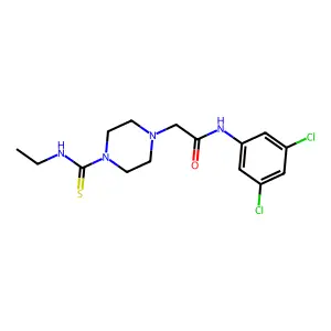 N-(3,5-dichlorophenyl)-2-[4-(ethylcarbamothioyl)piperazin-1-yl]acetamide structure