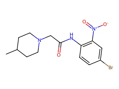 N-(4-bromo-2-nitrophenyl)-2-(4-methylpiperidin-1-yl)acetamide structure