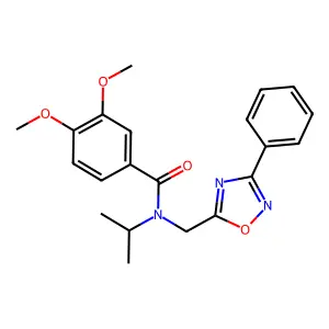 3,4-dimethoxy-N-[(3-phenyl-1,2,4-oxadiazol-5-yl)methyl]-N-propan-2-ylbenzamide structure