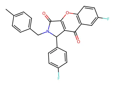 7-fluoro-1-(4-fluorophenyl)-2-(4-methylbenzyl)-1,2-dihydrochromeno[2,3-c]pyrrole-3,9-dione structure