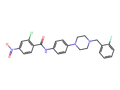 2-chloro-N-[4-[4-[(2-fluorophenyl)methyl]piperazin-1-yl]phenyl]-4-nitrobenzamide structure