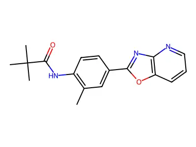 2,2-dimethyl-N-[2-methyl-4-([1,3]oxazolo[4,5-b]pyridin-2-yl)phenyl]propanamide structure