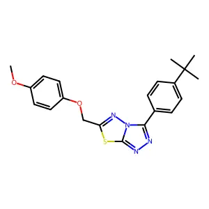3-(4-tert-butylphenyl)-6-[(4-methoxyphenoxy)methyl]-[1,2,4]triazolo[3,4-b][1,3,4]thiadiazole structure