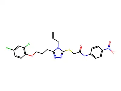 2-({5-[3-(2,4-dichlorophenoxy)propyl]-4-(prop-2-en-1-yl)-4H-1,2,4-triazol-3-yl}sulfanyl)-N-(4-nitrophenyl)acetamide structure
