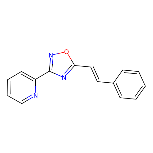 2-{5-[(E)-2-phenylethenyl]-1,2,4-oxadiazol-3-yl}pyridine structure