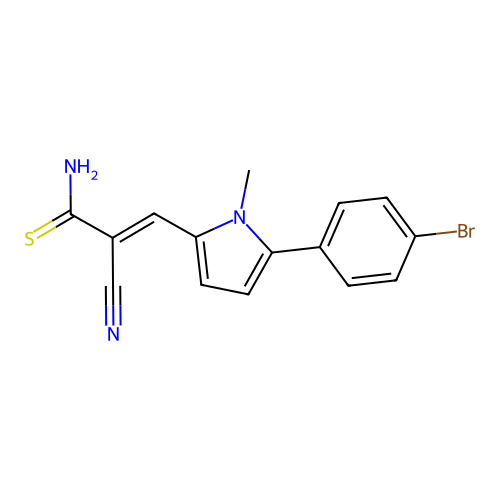 3-[5-(4-bromophenyl)-1-methyl-1H-pyrrol-2-yl]-2-cyano-2-propenethioamide structure