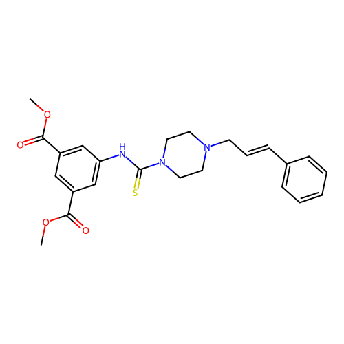 (E)-dimethyl 5-(4-cinnamylpiperazine-1-carbothioamido)isophthalate structure