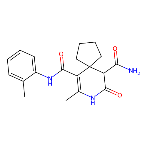 7-methyl-N~6~-(2-methylphenyl)-9-oxo-8-azaspiro[4.5]dec-6-ene-6,10-dicarboxamide structure