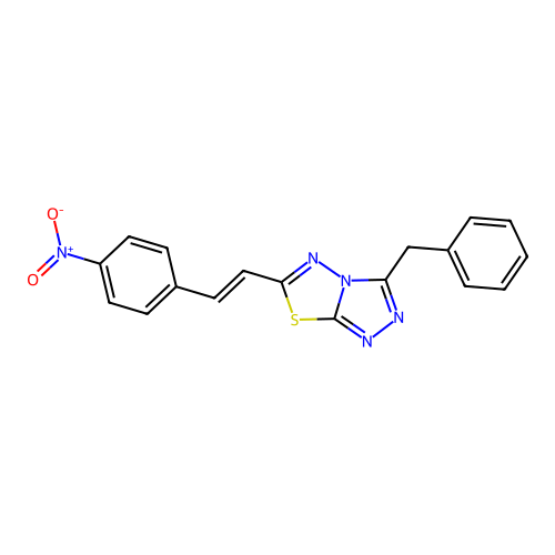 3-benzyl-6-[(E)-2-(4-nitrophenyl)ethenyl]-[1,2,4]triazolo[3,4-b][1,3,4]thiadiazole structure