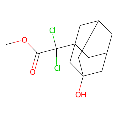 Dichloro-(3-hydroxy-adamantan-1-yl)-acetic acid methyl ester structure