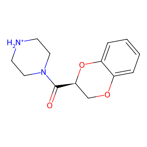 4-[(2S)-2,3-dihydro-1,4-benzodioxine-2-carbonyl]piperazin-1-ium structure