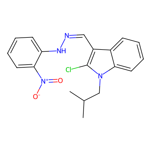 N-[(Z)-[2-chloro-1-(2-methylpropyl)indol-3-yl]methylideneamino]-2-nitroaniline structure