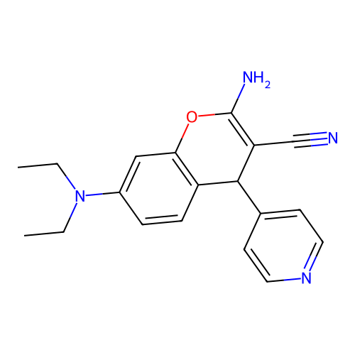 2-amino-7-(diethylamino)-4-(pyridin-4-yl)-4H-chromene-3-carbonitrile structure