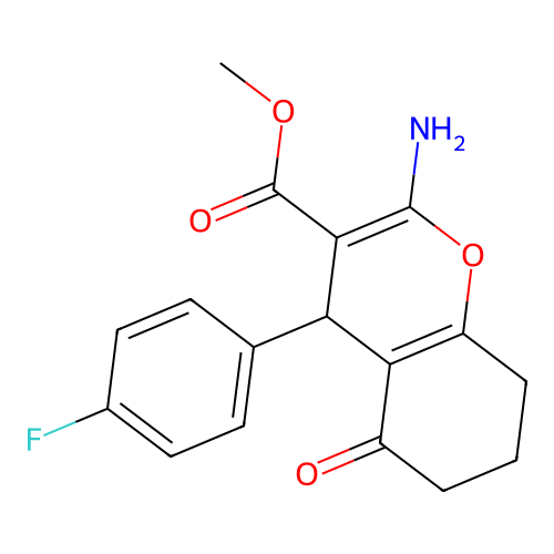 methyl 2-amino-4-(4-fluorophenyl)-5-oxo-5,6,7,8-tetrahydro-4H-chromene-3-carboxylate structure
