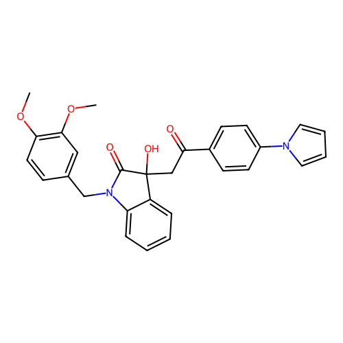 1-(3,4-dimethoxybenzyl)-3-hydroxy-3-{2-oxo-2-[4-(1H-pyrrol-1-yl)phenyl]ethyl}-1,3-dihydro-2H-indol-2-one structure