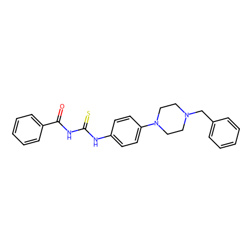 N-((4-(4-benzylpiperazin-1-yl)phenyl)carbamothioyl)benzamide structure