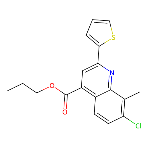 Propyl 7-chloro-8-methyl-2-(2-thienyl)-4-quinolinecarboxylate structure