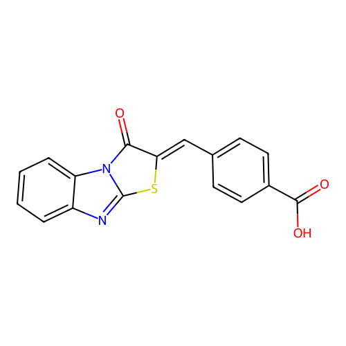 (Z)-4-((3-oxobenzo[4,5]imidazo[2,1-b]thiazol-2(3H)-ylidene)methyl)benzoic acid structure