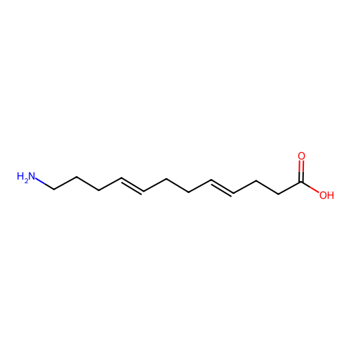 (4E,8E)-12-Aminododeca-4,8-dienoic acid structure