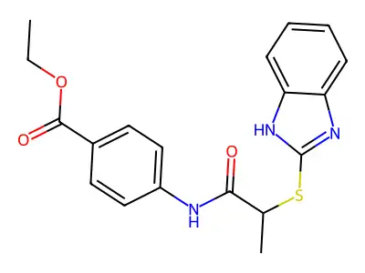 ethyl 4-{[2-(1H-benzimidazol-2-ylsulfanyl)propanoyl]amino}benzoate structure