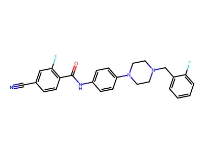 4-cyano-2-fluoro-N-[4-[4-[(2-fluorophenyl)methyl]piperazin-1-yl]phenyl]benzamide structure
