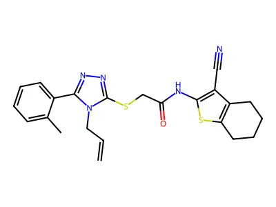N-(3-cyano-4,5,6,7-tetrahydro-1-benzothiophen-2-yl)-2-[[5-(2-methylphenyl)-4-prop-2-enyl-1,2,4-triazol-3-yl]sulfanyl]acetamide structure