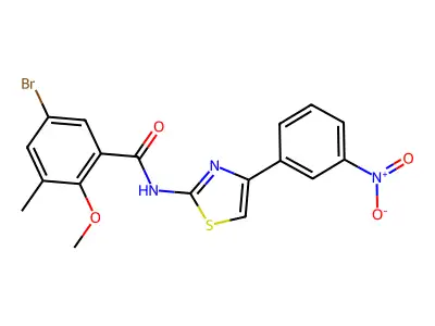 5-bromo-2-methoxy-3-methyl-N-[4-(3-nitrophenyl)-1,3-thiazol-2-yl]benzamide structure
