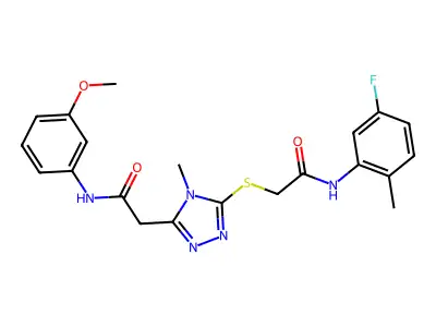 2-[5-({2-[(5-fluoro-2-methylphenyl)amino]-2-oxoethyl}sulfanyl)-4-methyl-4H-1,2,4-triazol-3-yl]-N-(3-methoxyphenyl)acetamide structure