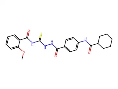 N-[[[4-(cyclohexanecarbonylamino)benzoyl]amino]carbamothioyl]-2-methoxybenzamide structure