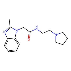 2-(2-methylbenzimidazol-1-yl)-N-(2-pyrrolidin-1-ylethyl)acetamide structure