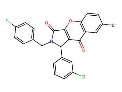7-bromo-1-(3-chlorophenyl)-2-[(4-fluorophenyl)methyl]-1H-chromeno[2,3-c]pyrrole-3,9-dione structure