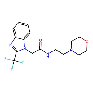 N-(2-morpholin-4-ylethyl)-2-[2-(trifluoromethyl)benzimidazol-1-yl]acetamide structure