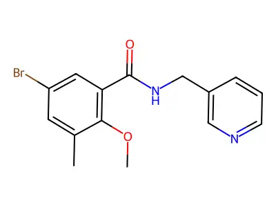 5-bromo-2-methoxy-3-methyl-N-(3-pyridinylmethyl)benzamide structure