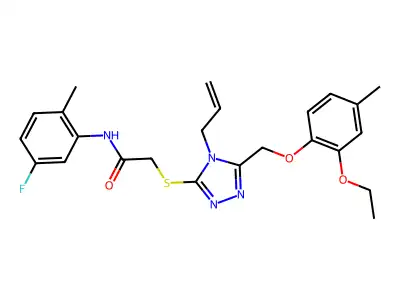 2-({5-[(2-ethoxy-4-methylphenoxy)methyl]-4-(prop-2-en-1-yl)-4H-1,2,4-triazol-3-yl}sulfanyl)-N-(5-fluoro-2-methylphenyl)acetamide structure