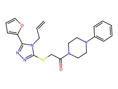 2-[[5-(furan-2-yl)-4-prop-2-enyl-1,2,4-triazol-3-yl]sulfanyl]-1-(4-phenylpiperazin-1-yl)ethanone structure