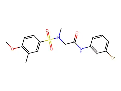 N-(3-bromophenyl)-2-[(4-methoxy-3-methylphenyl)sulfonyl-methylamino]acetamide structure