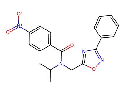 4-nitro-N-[(3-phenyl-1,2,4-oxadiazol-5-yl)methyl]-N-propan-2-ylbenzamide structure