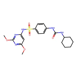 4-{[(cyclohexylamino)carbonyl]amino}-N-(2,6-dimethoxy-4-pyrimidinyl)benzenesulfonamide structure