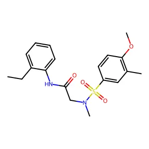 N-(2-ethylphenyl)-2-[(4-methoxy-3-methylphenyl)sulfonyl-methylamino]acetamide structure