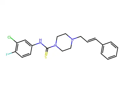 N-(3-chloro-4-fluoro-phenyl)-4-cinnamyl-piperazine-1-carbothioamide structure
