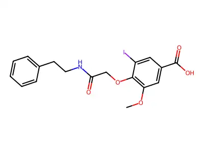 3-Iodo-5-methoxy-4-{2-oxo-2-[(2-phenylethyl)amino]ethoxy}benzoic acid structure