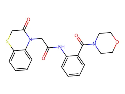 N-[2-(morpholine-4-carbonyl)phenyl]-2-(3-oxo-1,4-benzothiazin-4-yl)acetamide structure