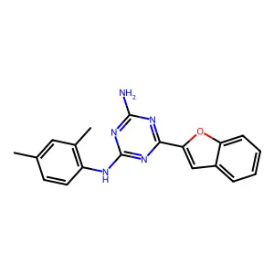 6-(1-benzofuran-2-yl)-N-(2,4-dimethylphenyl)-1,3,5-triazine-2,4-diamine structure