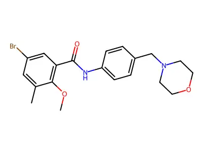 5-bromo-2-methoxy-3-methyl-N-[4-(morpholin-4-ylmethyl)phenyl]benzamide structure
