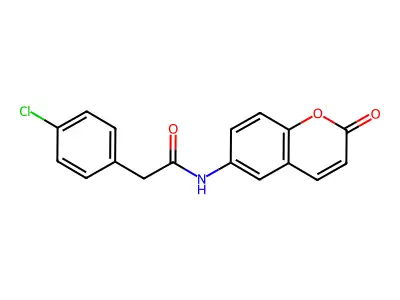 2-(4-chlorophenyl)-N-(2-oxochromen-6-yl)acetamide structure