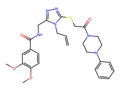 3,4-dimethoxy-N-[[5-[2-oxo-2-(4-phenylpiperazin-1-yl)ethyl]sulfanyl-4-prop-2-enyl-1,2,4-triazol-3-yl]methyl]benzamide structure