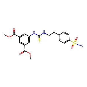 dimethyl 5-(3-(4-sulfamoylphenethyl)thioureido)isophthalate structure