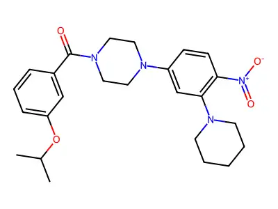 [4-(4-nitro-3-piperidin-1-ylphenyl)piperazin-1-yl]-(3-propan-2-yloxyphenyl)methanone structure
