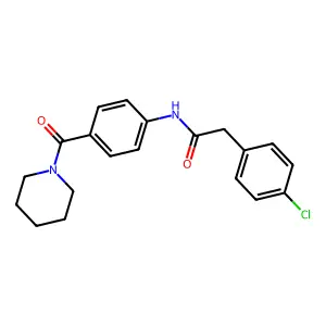 2-(4-chlorophenyl)-N-[4-(piperidine-1-carbonyl)phenyl]acetamide structure